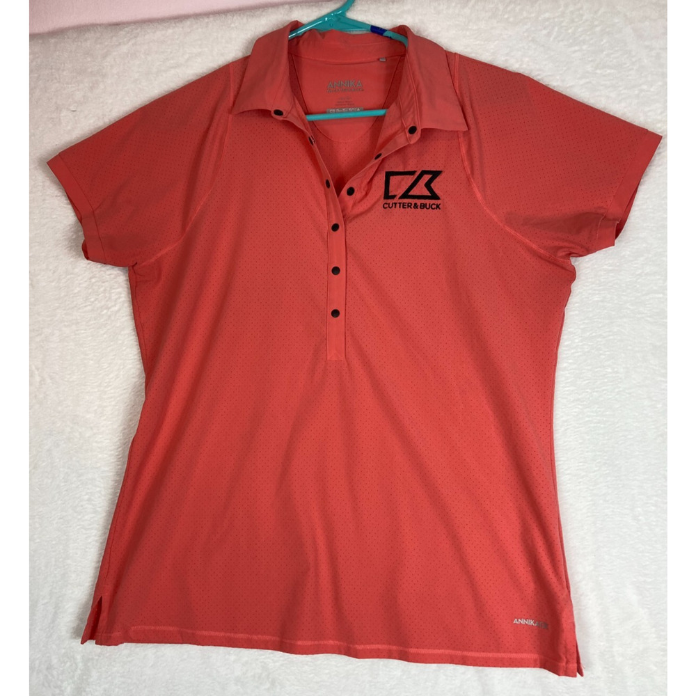 Cutter & Buck Annika Women's M Perforated‎ Polo Short Sleeve CB Dry Tec 50+ UPF